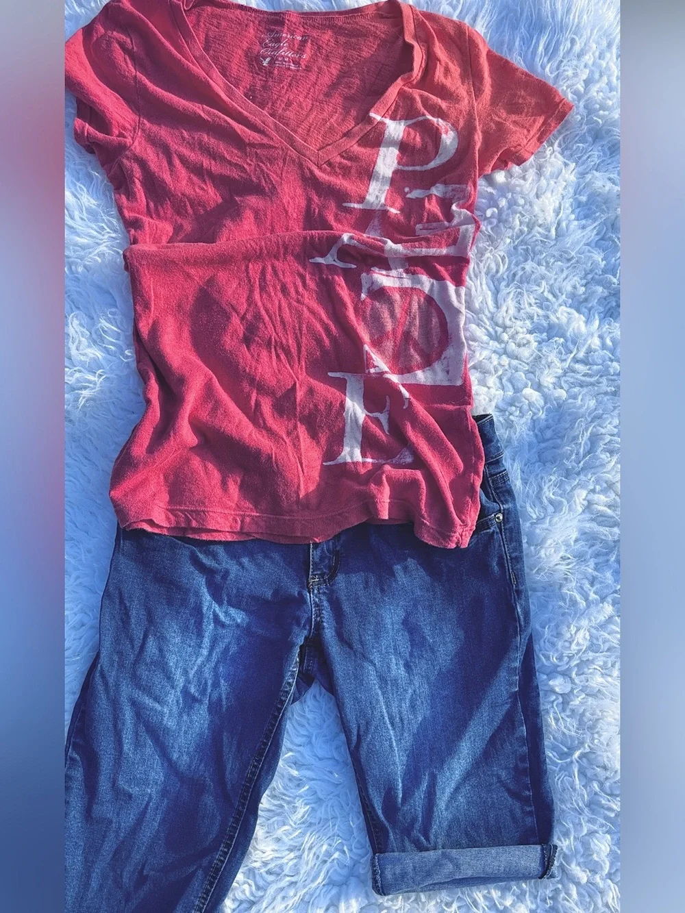 Women’s Summer/fall colorful Orange Tee & capris. Size 5 Capris & Med. Tee